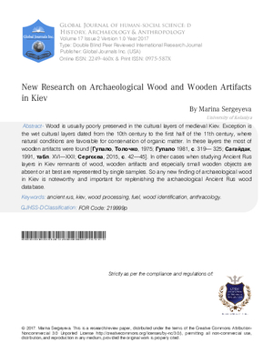 New Research on Archaeological Wood and Wooden Artifacts in Kiev