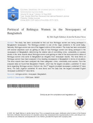 Portrayal of Rohingya Women in the Newspapers of Bangladesh