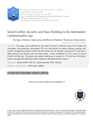 Social Conflict, Security and Peace Building in the Information Communication Age