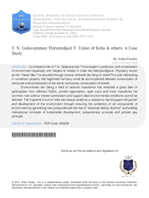 T. N. Godavaraman Case: A Study