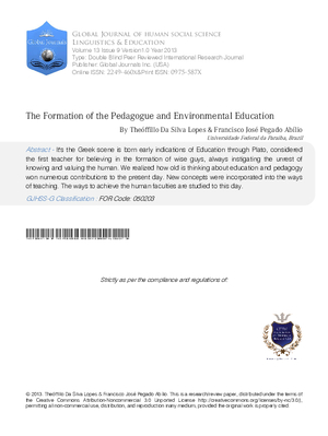The Formation of the Pedagogue and Environmental Education