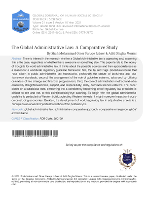 The Global Administrative Law: A Comparative Study
