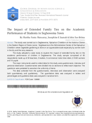 The Impact of Extended Family Ties on the Academic Performance of Students in Segbewema Town