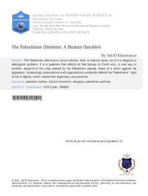 The Palestinian Dilemma: A Human Question?