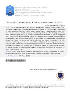 The Political Dimensions of Science Consciousness in Africa