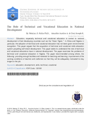 The Role of Technical and Vocational Education in National Development