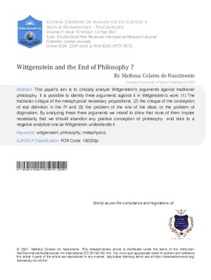 Wittgenstein and the End of Philosophy?
