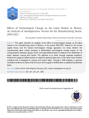 Effects of Technological Change on the Labor Market in Mexico: An Analysis of Autoregressive Vectors for the Manufacturing Sector, 2005-2021