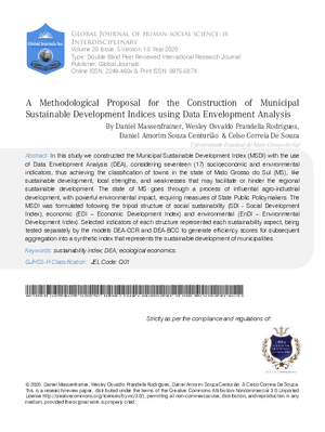 A Methodological Proposal for the Construction of Municipal Sustainable Development Indices using Data Envelopment Analysis