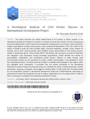 A Sociological Analysis of Civil Society Success in International Development Project