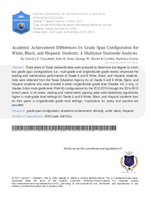 Academic Achievement Differences by Grade Span Configuration for White, Black, and Hispanic Students: A Multiyear Statewide Analysis