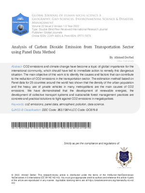 Analysis of Carbon Dioxide Emission from Transportation  Sector using Panel Data Method