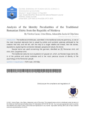 Analysis of the Identity Peculiarities of the Traditional Romanian Shirts from the Republic of Moldova