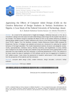 Appraising the Effects of Computer Aided Design (CAD) on the Creative Behaviour of Design Students in Tertiary Institutions in Nigeria: A Case Study of the Federal University of Technology Akure