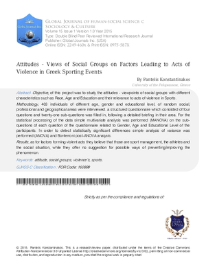 Attitudes - Views of Social Groups on Factors Leading to Acts of  Violence in Greek Sporting Events