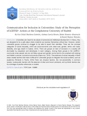 Communication for Inclusion in Universities: Study of the Perception of LGBTQI+ Actions at the Complutense University of Madrid