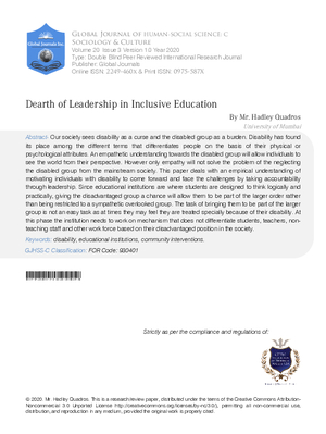 Dearth of Leadership in Inclusive Education