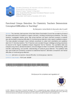 Functional Groups Detection: Do Chemistry Teachers Demonstrate Conceptual Difficulties in Teaching?