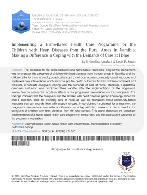 Implementing a Home-Based Health Care Programme for the Children with Heart Diseases from the Rural Areas in Namibia: Making a Difference in Coping with the Demands of Care at Home