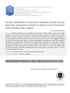 Income Contribution of Non-Farm Activities towards Povertyreduction among Rural Women in Kajuru Local Government Area of Kaduna State, Nigeria