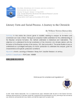 Literary Form and Social Process: A Journey to the Chronicle