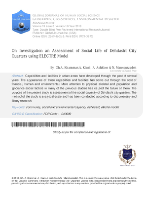 On Investigation an Assessment of Social Life of Dehdasht City Quarters using ELECTRE Model