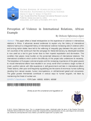 Perception of Violence in International Relations, African Example