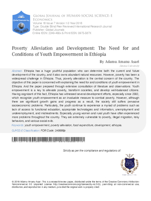 Poverty Alleviation and Development Endeavors in Ethiopia-The Need for and Conditions of Youth Empowerment