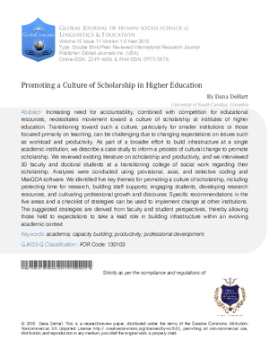 Promoting a Culture of Scholarship in Higher Education