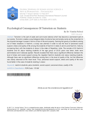Psychological Consequences of Terrorism on Students