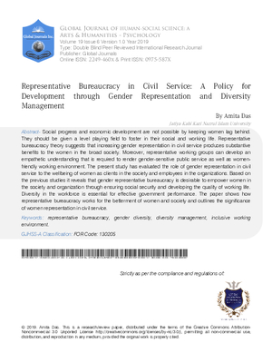 Representative Bureaucracy in Civil Service: A Policy for Development through Gender Representation and Diversity Management