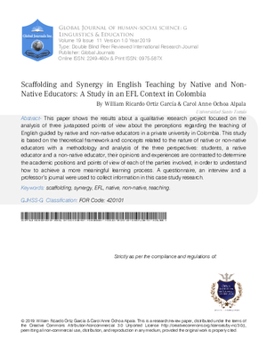 Scaffolding and Synergy in English Teaching by Native and Non-native Educators: A Study in an EFL  Context in Colombia