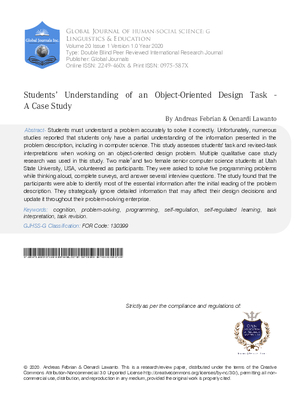 Students2019; Understanding of an Object-Oriented Design Task - A Case Study