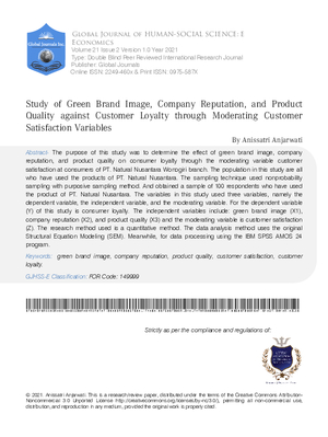 Study of Green Brand Image, Company Reputation, and Product Quality Against Customer Loyalty through Moderating Customer Satisfaction Variables