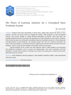 The Praxis of Learning Analytics for a Conceptual Open Textbooks System