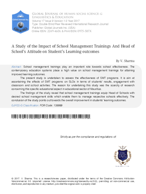 A Study of the Impact of School Management Trainings and Head of Schools Attitude on Students Learning Outcomes
