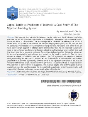 Capital Ratios As Predictors of Distress: A Case Study of the Nigerian Banking System