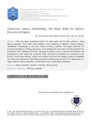 Globavasity Literacy Methodology: The Magic Bullet for Literacy Education in Nigeria