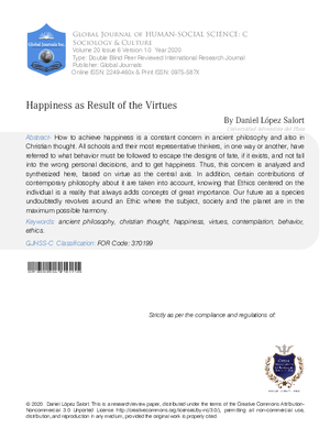 Happiness as Result of the Virtues
