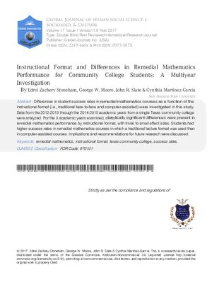 Instructional Format and Differences in Remedial Mathematics Performance for Community College Students: A Multiyear Investigation