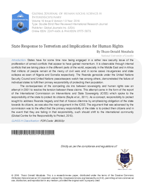 State Response to Terrorism and Implications for Human Rights