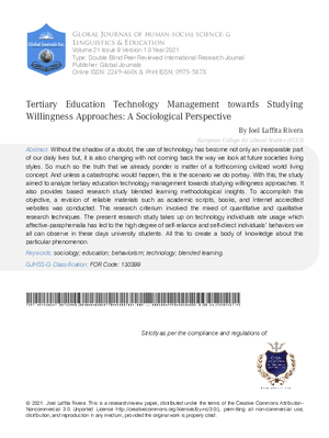 Tertiary Education Technology Management towards Studying Willingness Approaches: A Sociological  Perspective