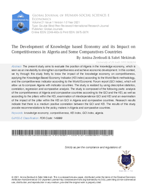 The Development of Knowledge Based Economy and its Impact on Competitiveness in Algeria and Some Comparatives Countries