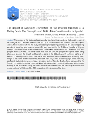 The Impact of Language Translation on the Internal Structure of a Rating Scale: The Strengths and Difficulties Questionnaire in Spanish