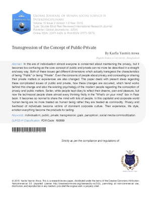 Transgression of the Concept of Public-Private