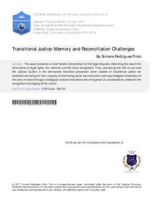 Transitional Justice: Memory and Reconciliation Challenges