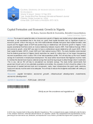 Capital Formation and Economic Growth in Nigeria