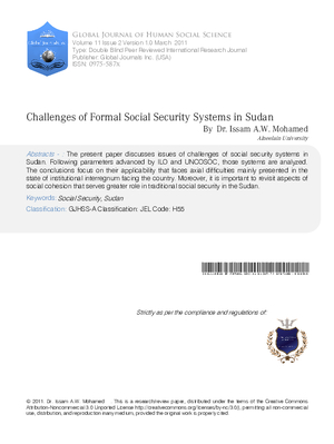 Challenges of Formal Social Security Systems in Sudan