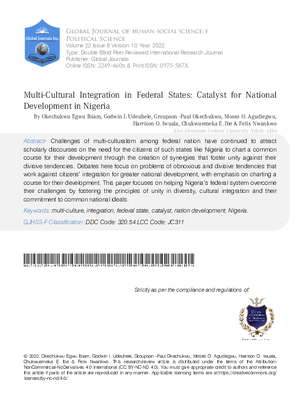 Multi-Cultural Integration in Federal States: Catalyst for National Development in Nigeria