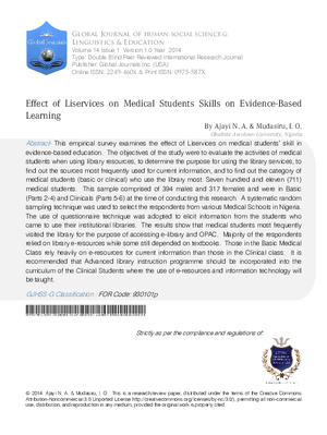 Effect of Liservices on Medical Students Skills on Evidence-Based Learning
